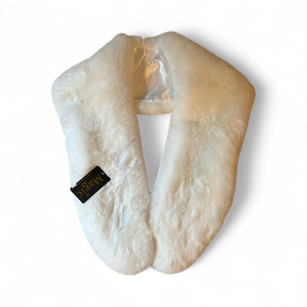 Magic Scarf Faux Rabbit Fur Stole Satin Lining NWT - Picture 7 of 9